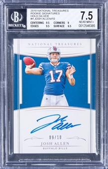 2018 Panini National Treasures Rookie Signatures Holo Silver #4 Josh Allen Signed Rookie Card (#09/10) - BGS NM+ 7.5/BGS 10